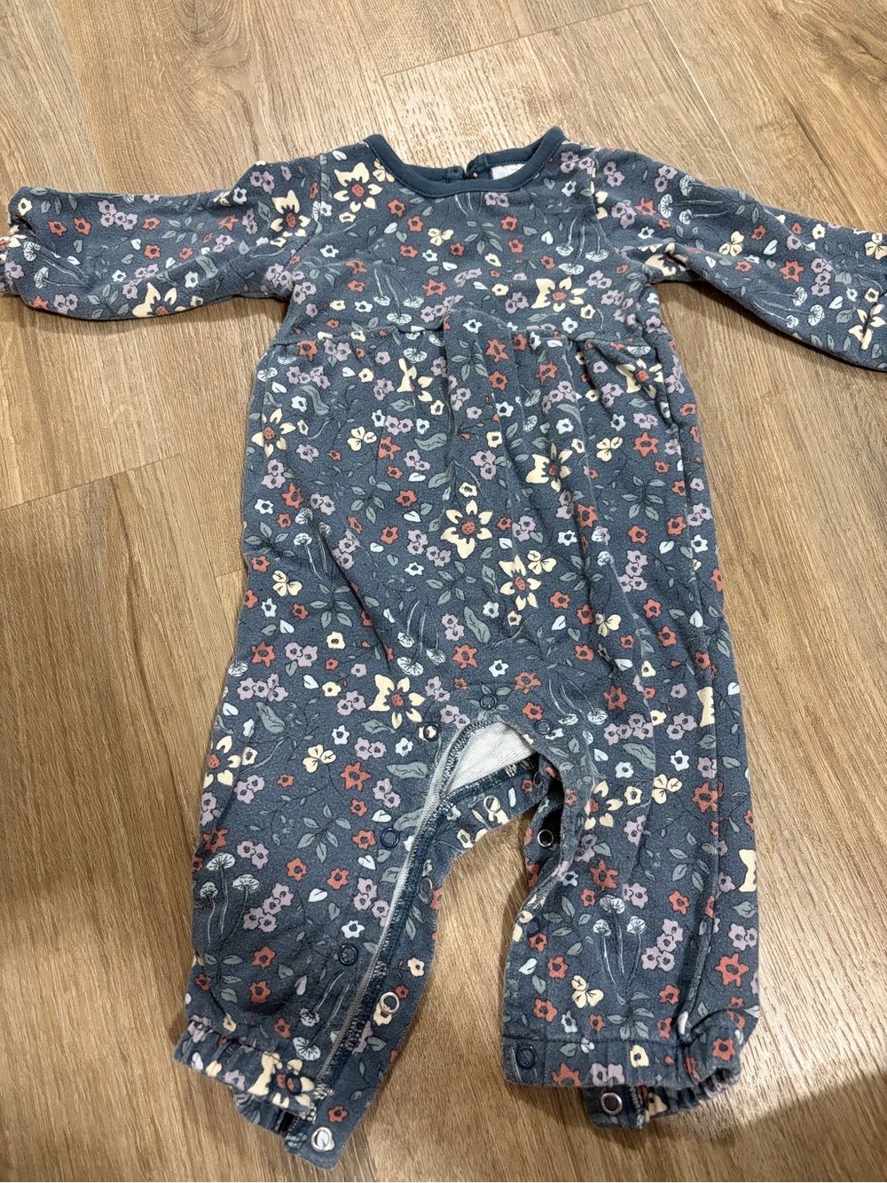 Carter's Navy Blue Floral Long-Sleeve Romper